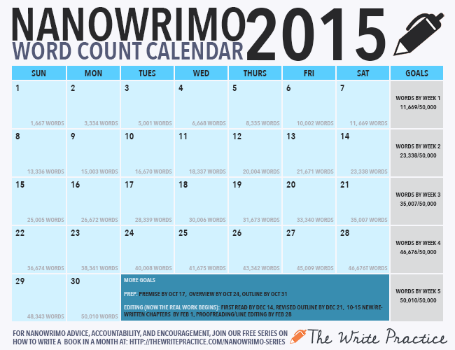 2015 NaNoWriMo Calendar